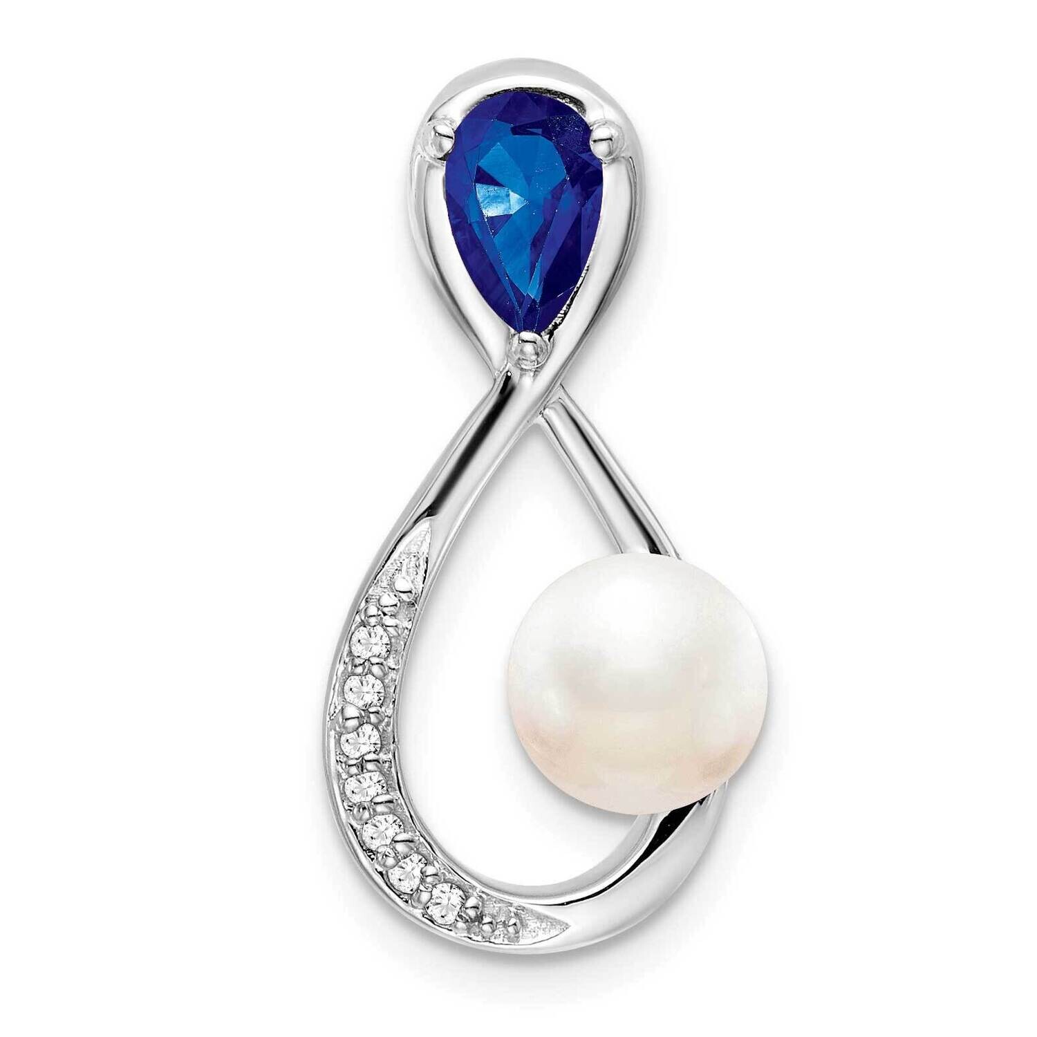 Sapphire/Fwc Pearl/Diamond Infinity Chain Slide 14k White Gold PM7182-SA-004-WA, MPN: PM7182-SA-004…