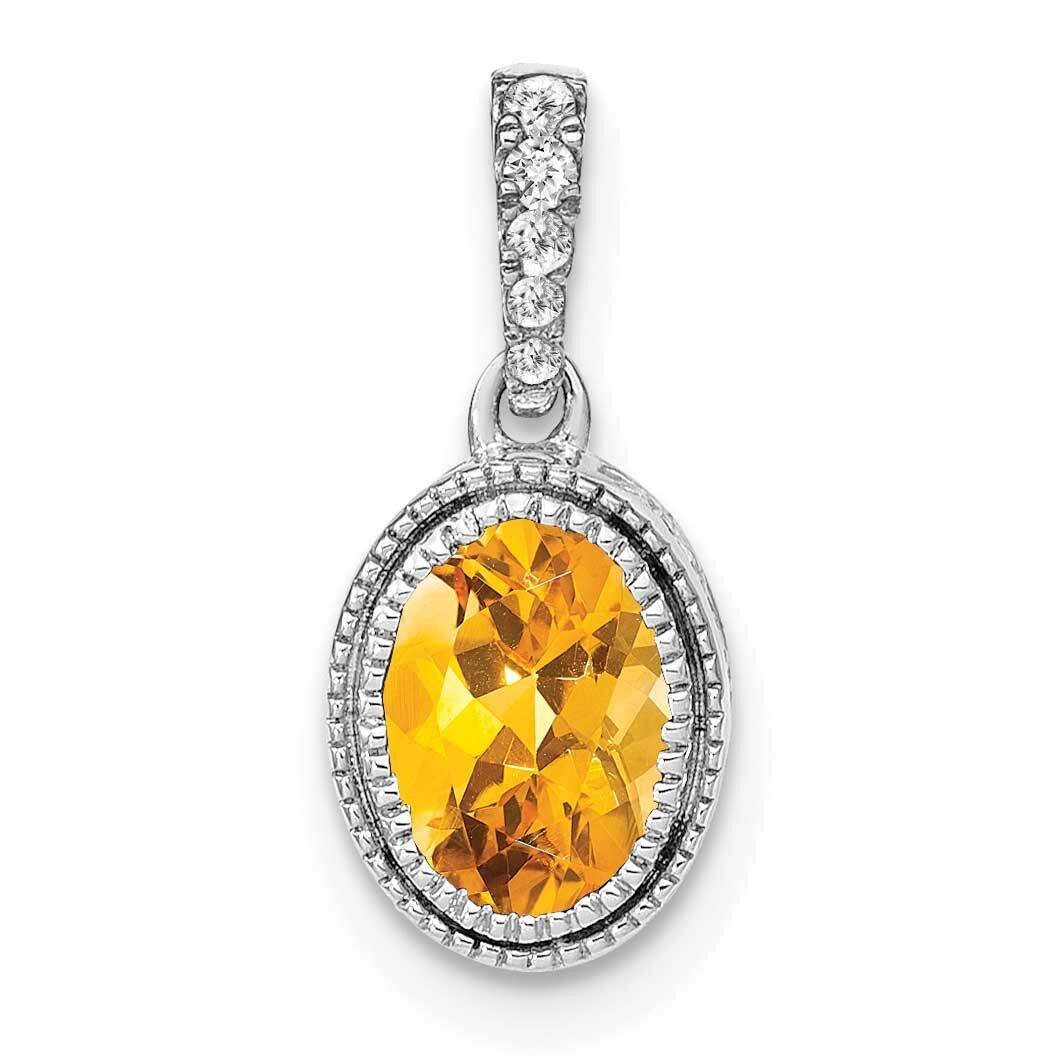 Oval Citrine Diamond Pendant 14k White Gold PM7093-CI-020-WA, MPN: PM7093-CI-020-WA,