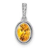 Oval Citrine Diamond Pendant 14k White Gold PM7093-CI-020-WA, MPN: PM7093-CI-020-WA,