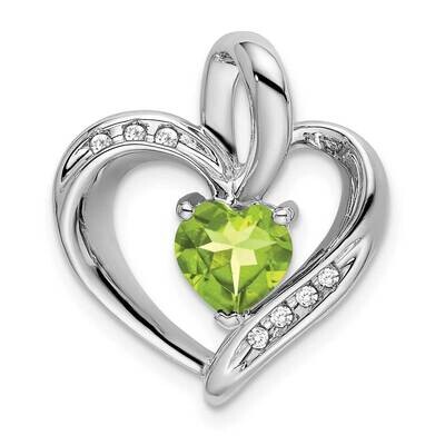 Peridot Diamond Heart Pendant 10k White Gold PM7004-PE-005-1WA, MPN: PM7004-PE-005-1WA,