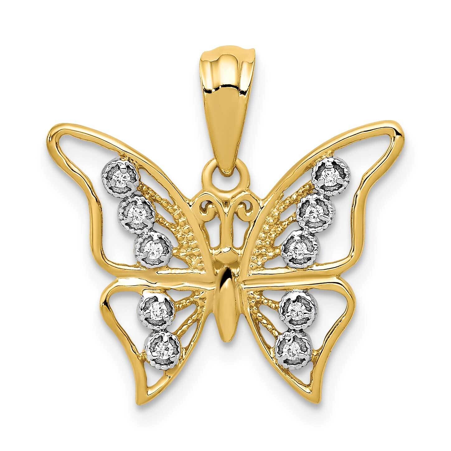 Rhodium Diamond Butterfly Pendant 10k Gold PM5213-005-1YA