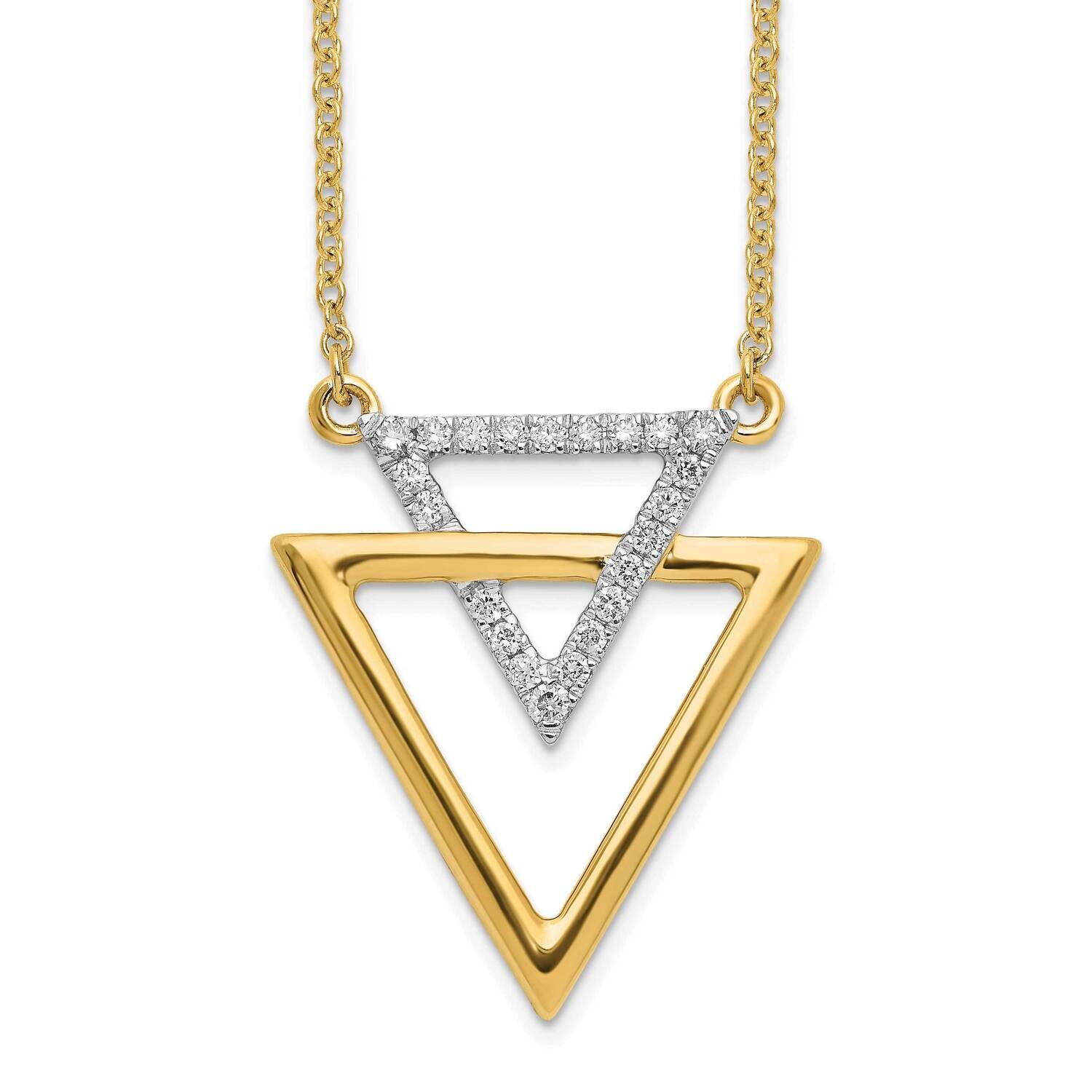 Double Triangle Diamond 18 Inch Necklace 14k Polished Gold PM6833-016-YA, MPN: PM6833-016-YA, 88395…