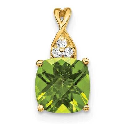 Checkerboard Peridot Diamond Pendant 14k Gold PM4393-PE-003-YA, MPN: PM4393-PE-003-YA, 191101401190