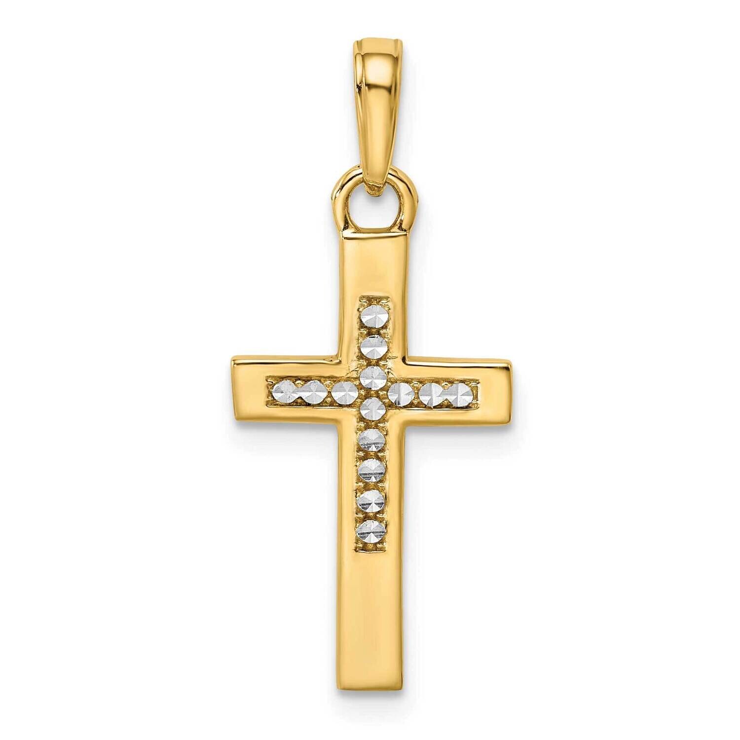 Diamond-Cut Cross Pendant 14k Gold With Rhodium K9788, MPN: K9788,