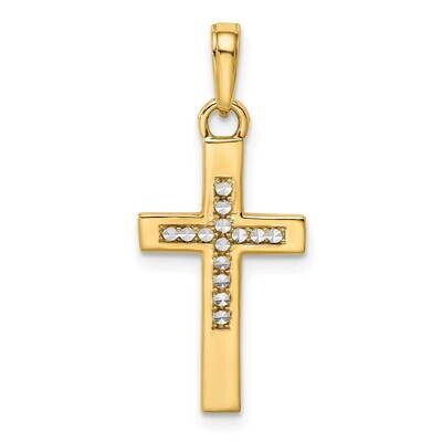 Diamond-Cut Cross Pendant 14k Gold With Rhodium K9788, MPN: K9788,