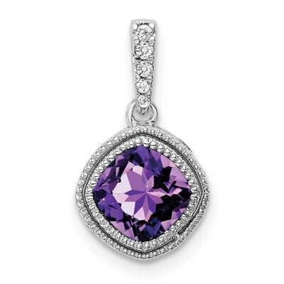Cushion Amethyst Diamond Pendant 10k White Gold PM7092-AM-021-1WA, MPN: PM7092-AM-021-1WA,