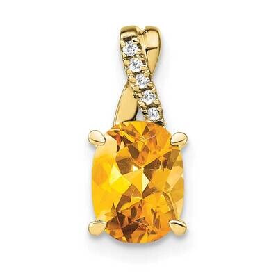 Oval Citrine Diamond Pendant 10k Gold PM4235-CI-003-1YA, MPN: PM4235-CI-003-1YA,