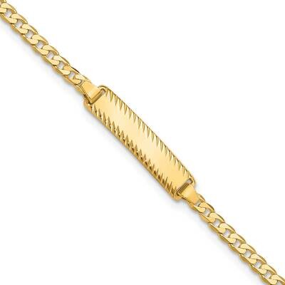 Curb Link Diamond Cut Id Bracelet 7 Inch 14k Gold LID95-7, MPN: LID95-7,