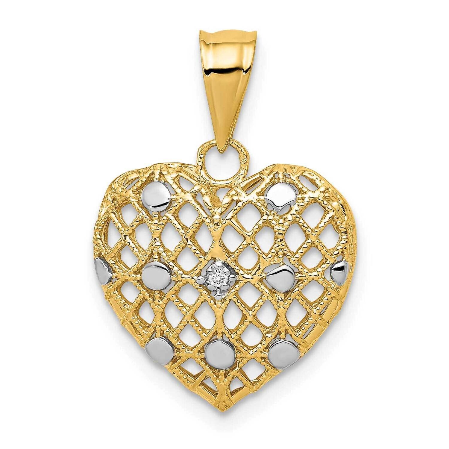 White Rhodium 1/2Pt Diamond Heart Pendant 10k Gold PM4910-001-1YA, MPN: PM4910-001-1YA,