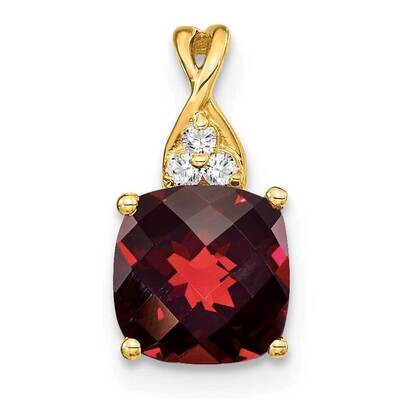 Checkerboard Garnet Diamond Pendant 10k Gold PM4393-GA-003-1YA, MPN: PM4393-GA-003-1YA,