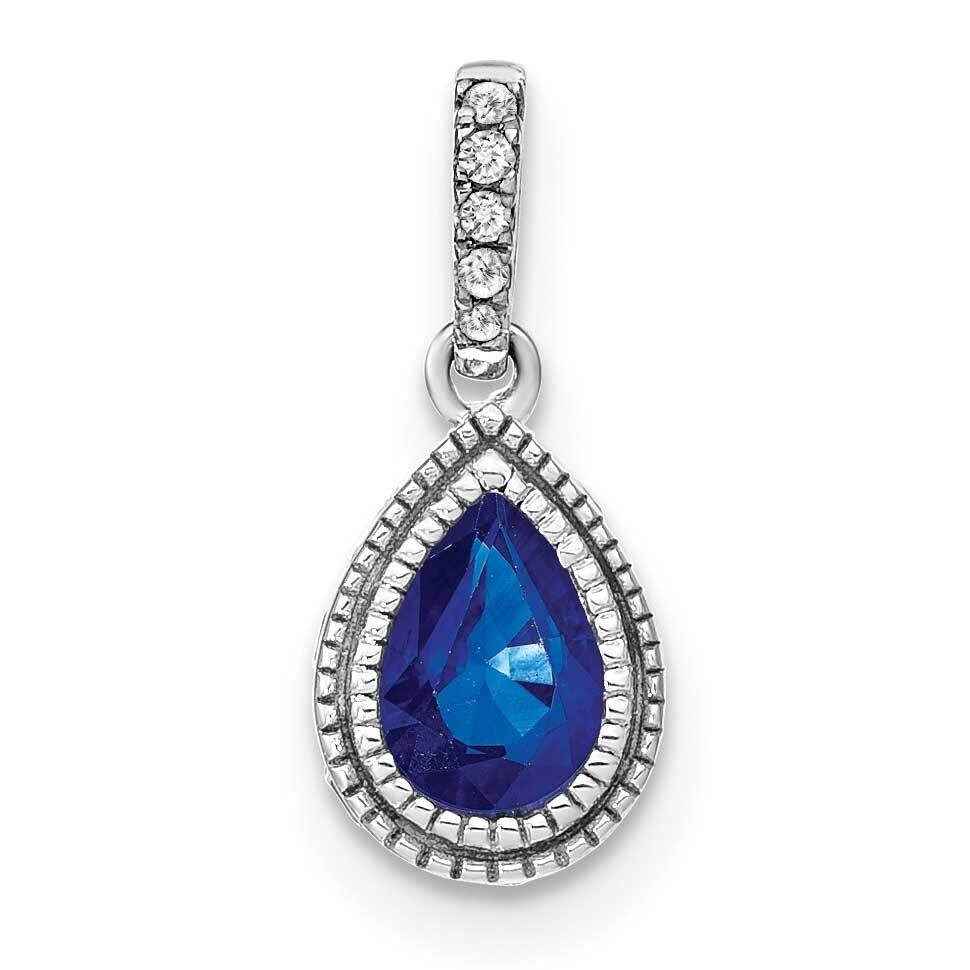 Pear Sapphire Diamond Pendant 14k White Gold PM7094-SA-019-WA, MPN: PM7094-SA-019-WA,