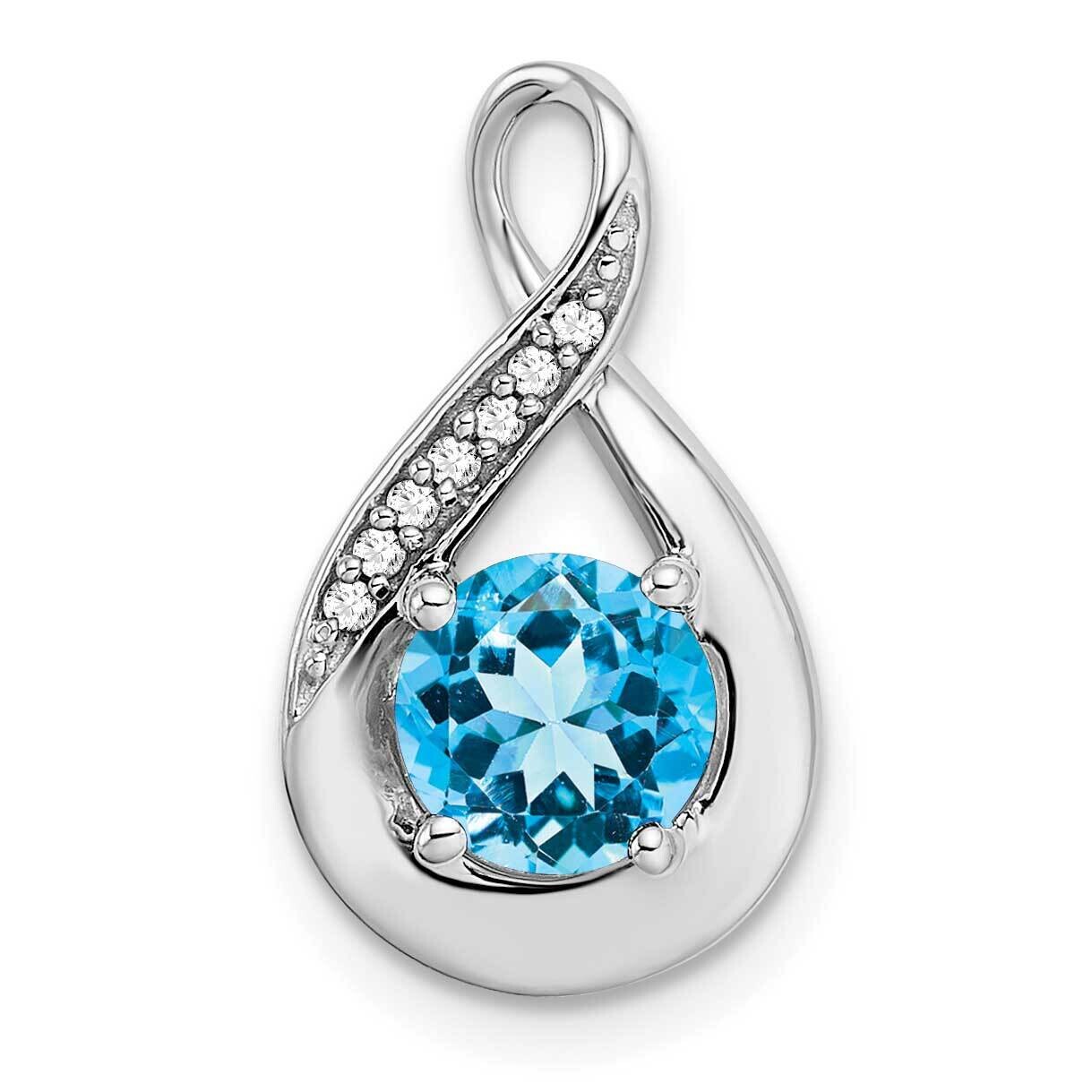 Blue Topaz Diamond Pendant 14k White Gold PM7056-BT-003-WA, MPN: PM7056-BT-003-WA,