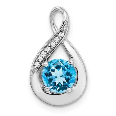 Blue Topaz Diamond Pendant 14k White Gold PM7056-BT-003-WA, MPN: PM7056-BT-003-WA,