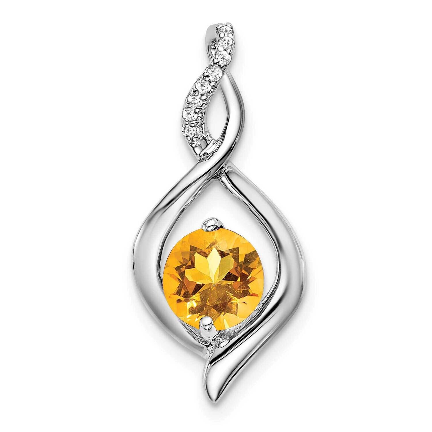 Citrine Diamond Pendant 14k White Gold PM7057-CI-004-WA, MPN: PM7057-CI-004-WA,