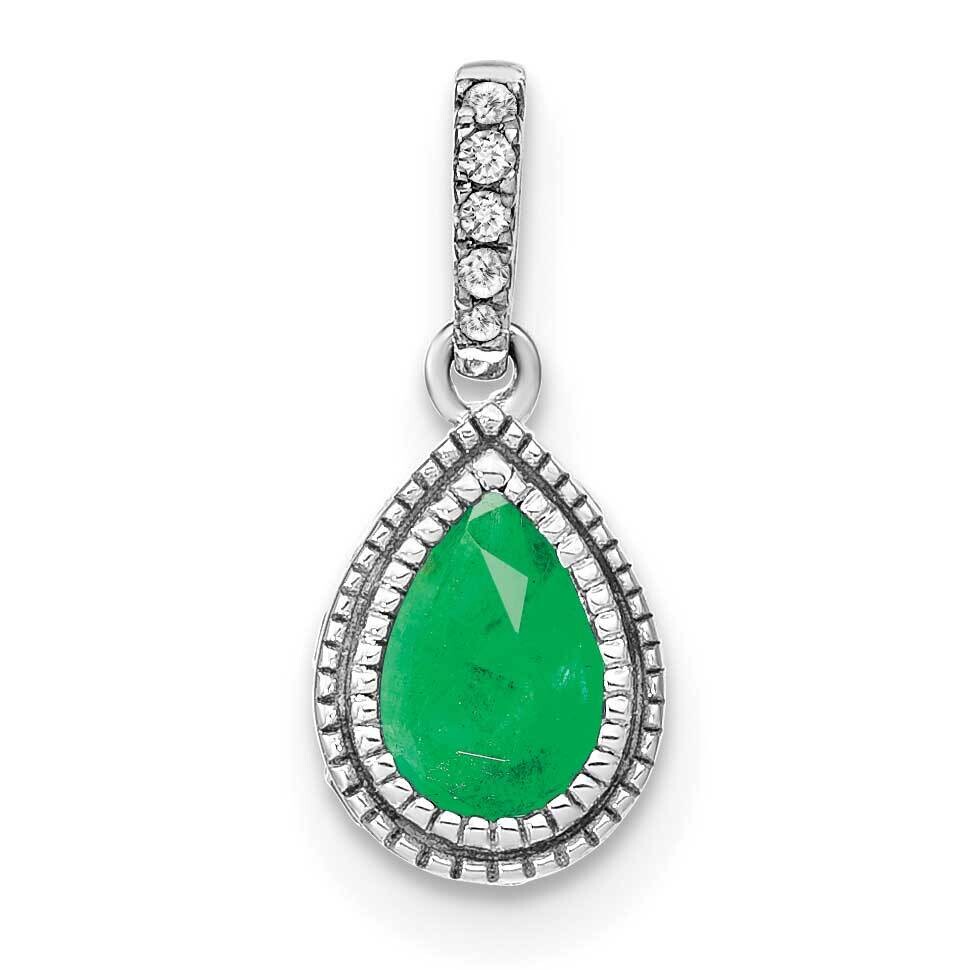 Pear Emerald Diamond Pendant 14k White Gold PM7094-EM-019-WA, MPN: PM7094-EM-019-WA,