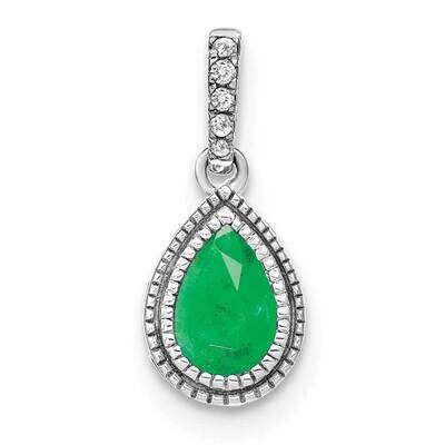 Pear Emerald Diamond Pendant 14k White Gold PM7094-EM-019-WA, MPN: PM7094-EM-019-WA,