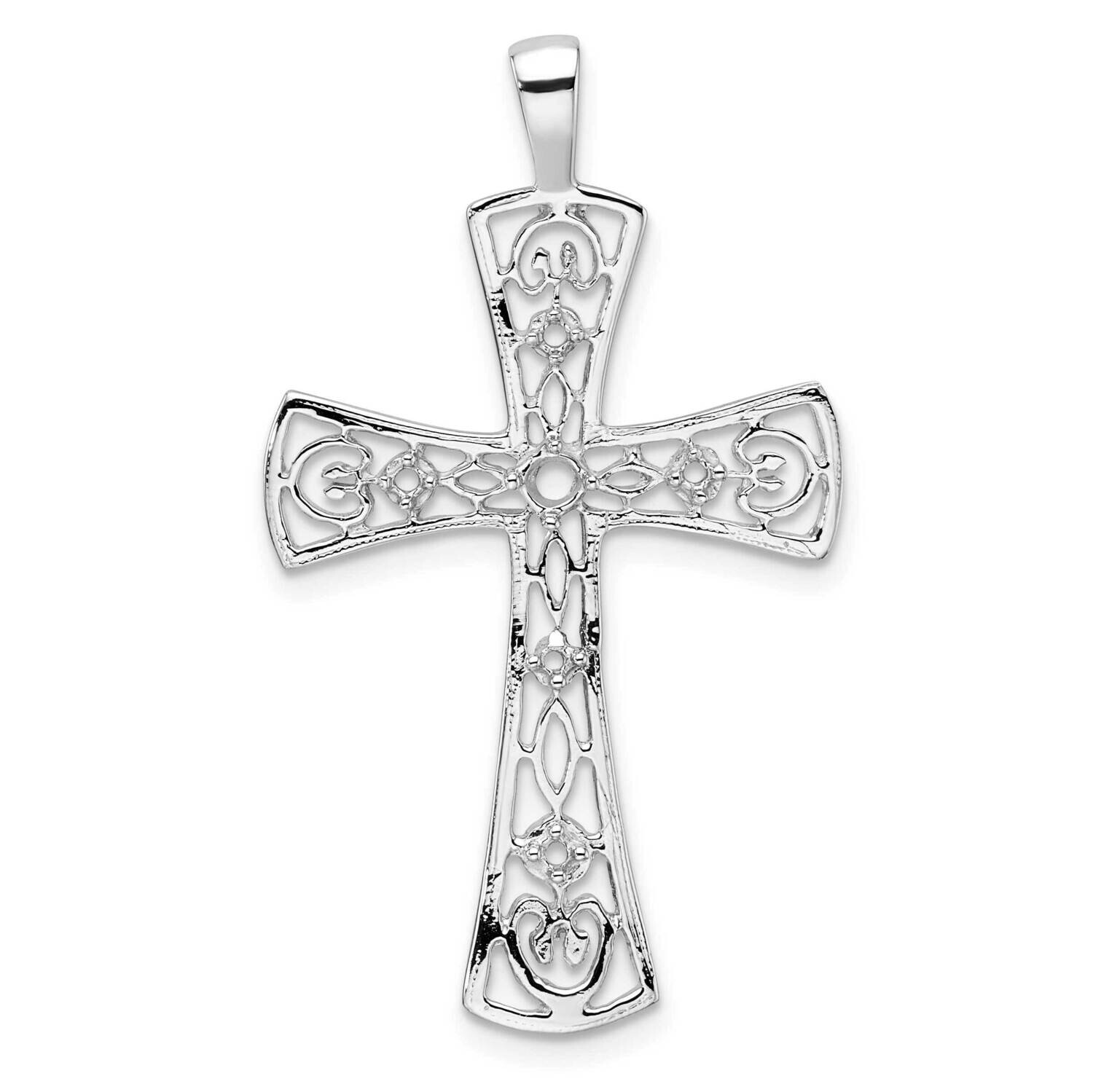 Fancy Cross Pendant Mounting 14k White Gold PM5083-010-W, MPN: PM5083-010-W,