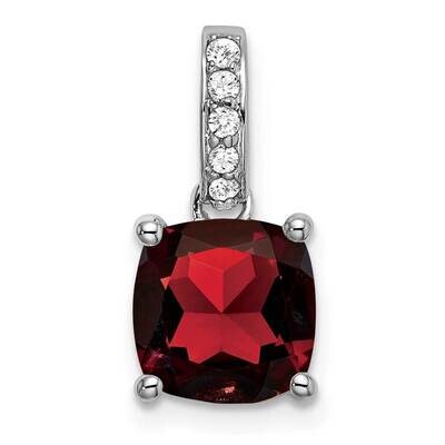 Cushion Garnet Diamond Pendant 14k White Gold PM7048-GA-006-WA, MPN: PM7048-GA-006-WA,