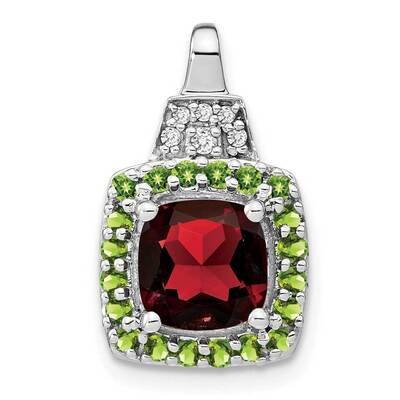 Garnet/Peridot/Diamond Pendant 14k White Gold PM7073-GA-004-WA, MPN: PM7073-GA-004-WA,