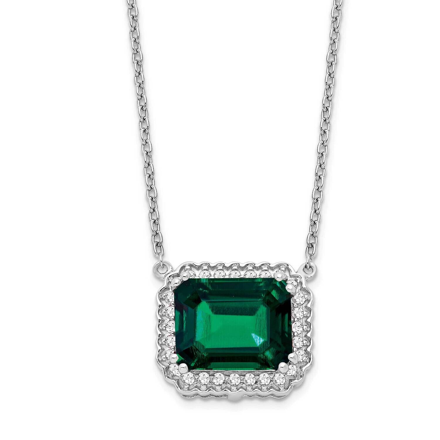Octagon Created Emerald Diamond 18 Inch Necklace 14k White Gold PM7227-EM-017-WA