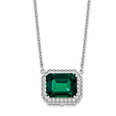 Octagon Created Emerald Diamond 18 Inch Necklace 14k White Gold PM7227-EM-017-WA, MPN: PM7227-EM-01…