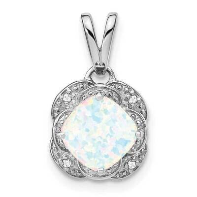 Cushion Created Opal Diamond Pendant 14k White Gold PM7037-OP-002-WA, MPN: PM7037-OP-002-WA,