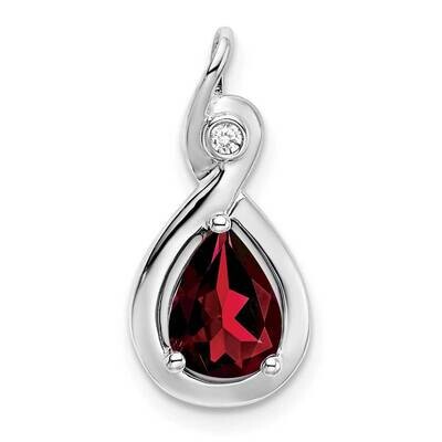 Pear Garnet Diamond Pendant 14k White Gold PM7055-GA-002-WA, MPN: PM7055-GA-002-WA,