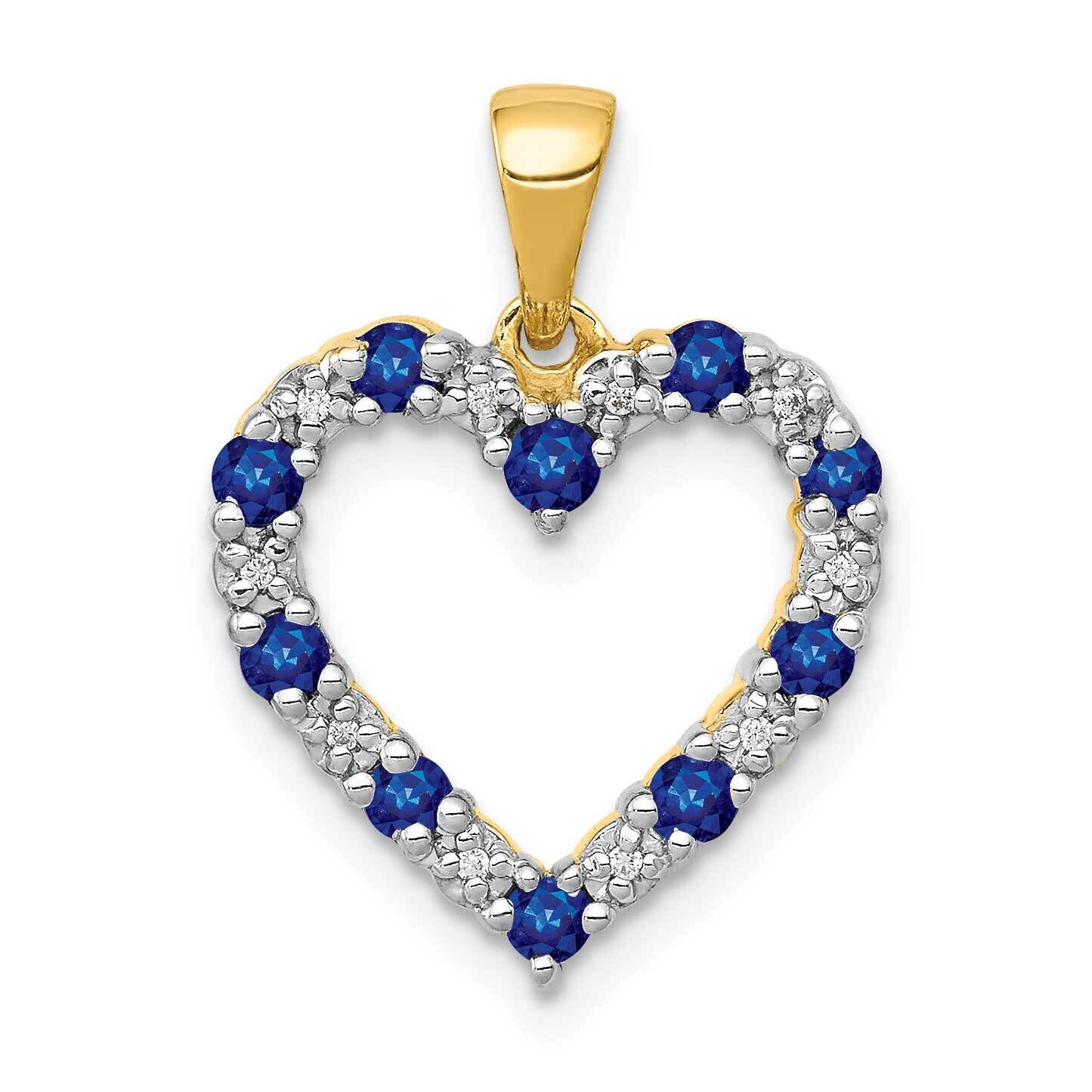 Diamond Sapphire Heart Pendant 10k Gold PM5270-SA-003-1YA