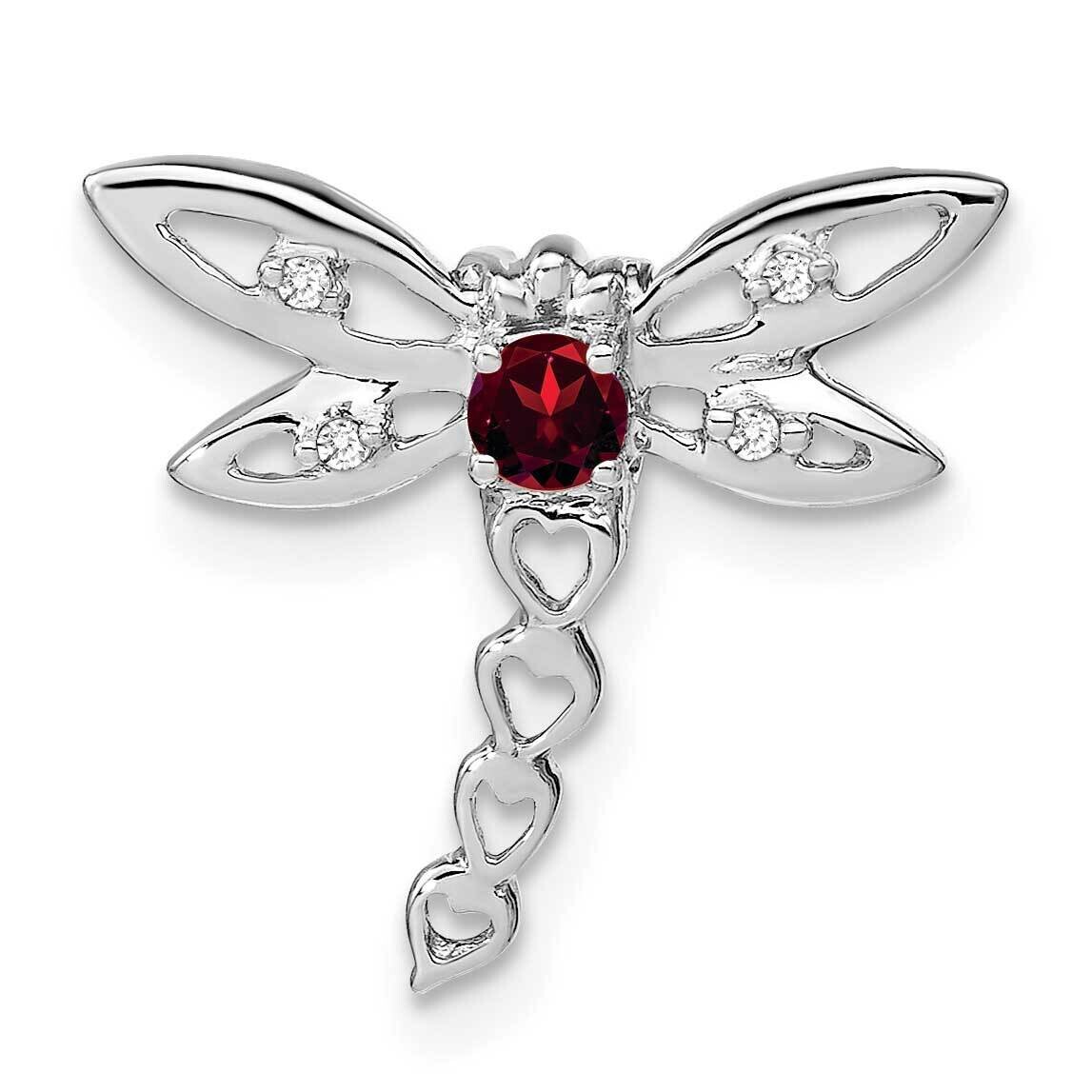 Garnet Diamond Dragonfly Chain Slide 14k White Gold PM7039-GA-002-WA, MPN: PM7039-GA-002-WA,