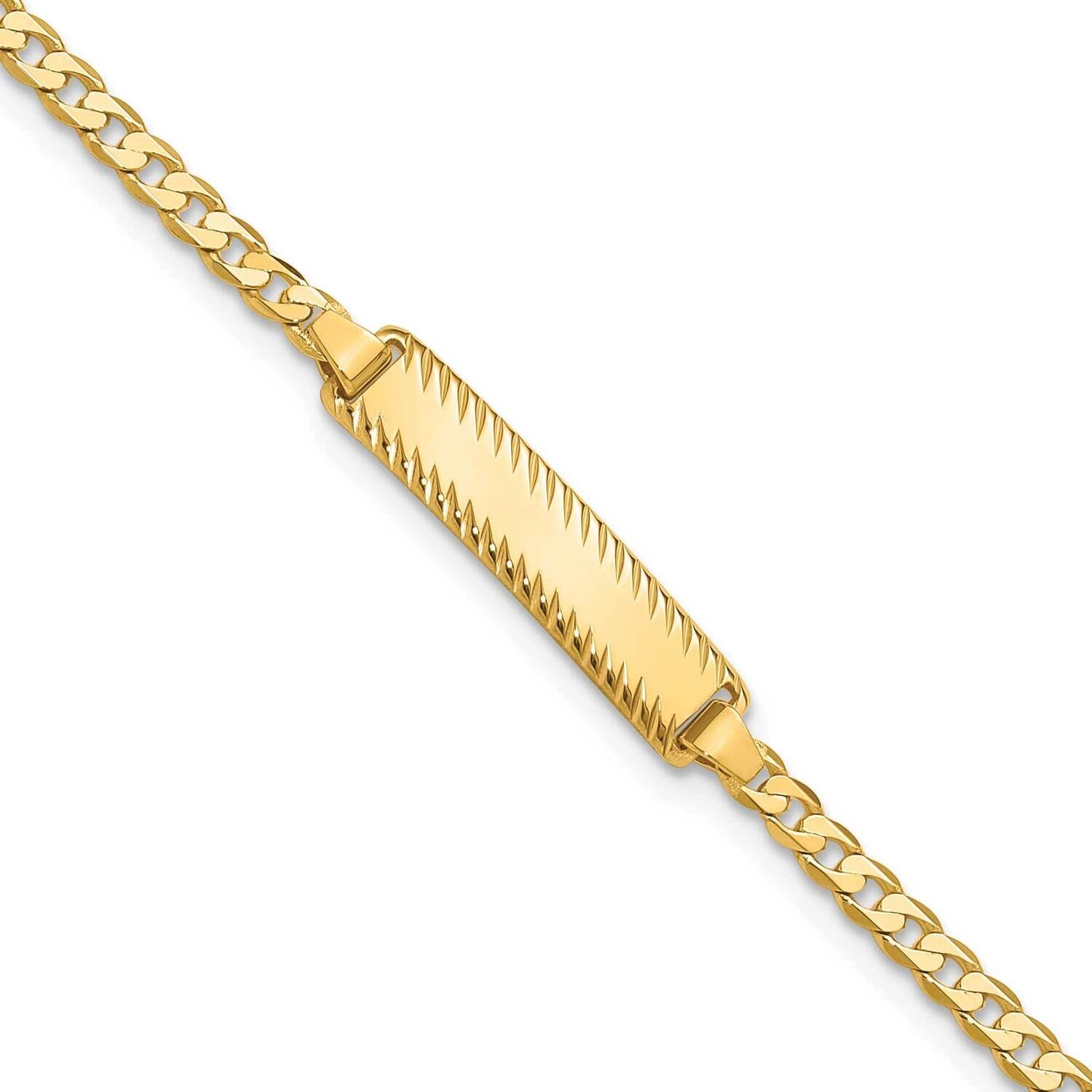 Curb Link Diamond Cut Id Bracelet 8 Inch 14k Gold LID95-8