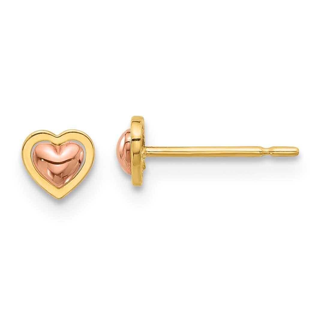 Madi K Two-Tone Polished Heart Post Earrings 14k Gold GK1177, MPN: GK1177,