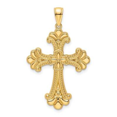 Beaded Fancy Cross Pendant 14k Polished Gold K9813, MPN: K9813,