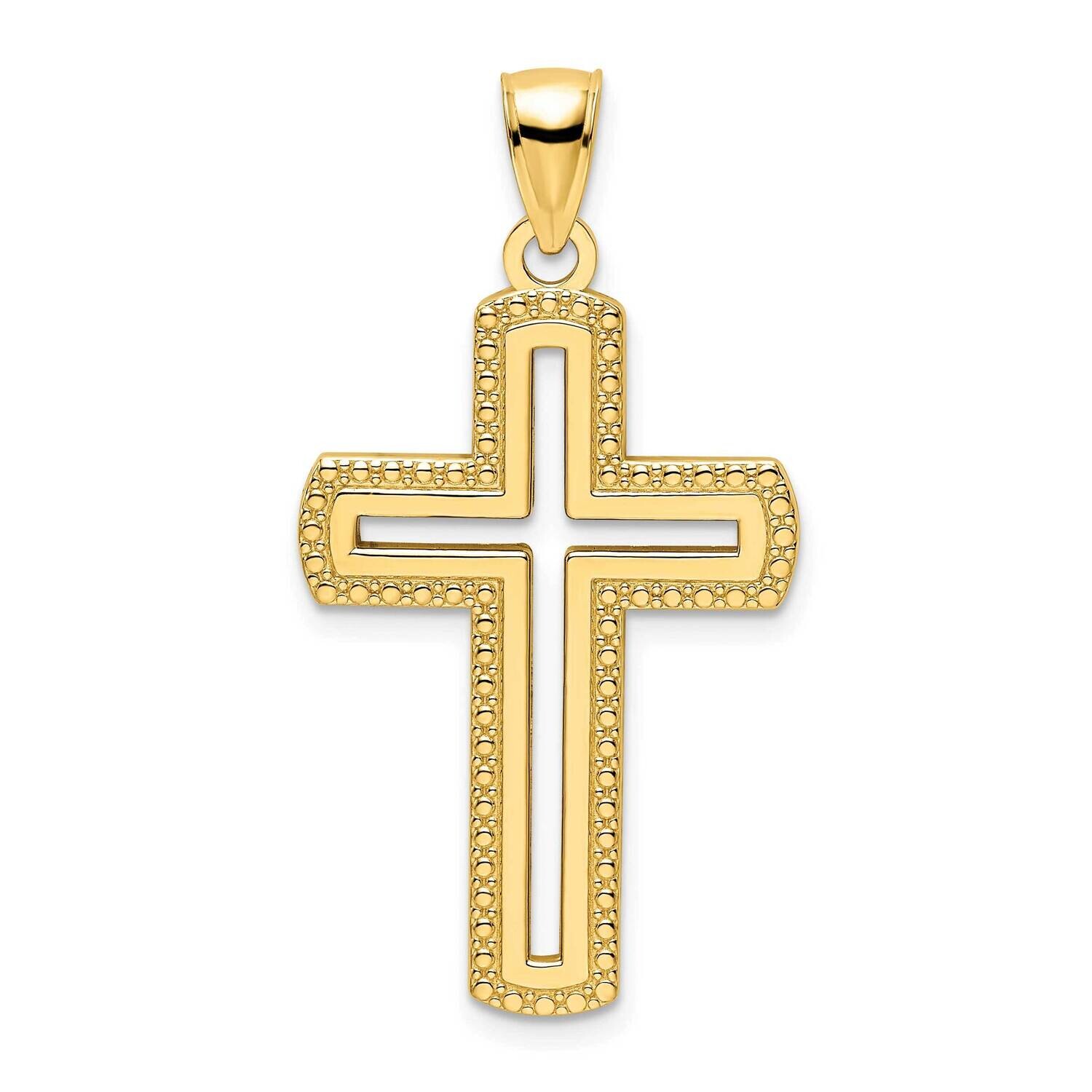 Beaded Cross Pendant 14k Polished Gold K9876, MPN: K9876,