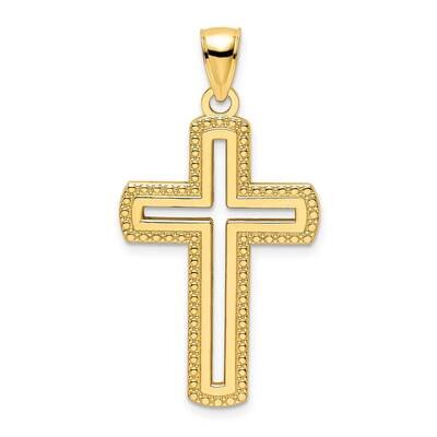 Beaded Cross Pendant 14k Polished Gold K9876, MPN: K9876,