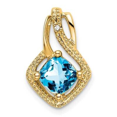 Blue Topaz Diamond Pendant 14k Gold PM7034-BT-001-YA, MPN: PM7034-BT-001-YA,