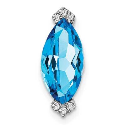 Marquise Blue Topaz Diamond Chain Slide 14k White Gold PM7109-BT-004-WA, MPN: PM7109-BT-004-WA,