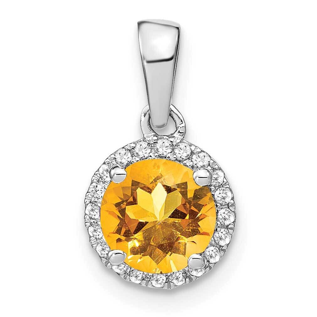 Citrine Diamond Halo Pendant 14k White Gold PM7068-CI-010-WA, MPN: PM7068-CI-010-WA,