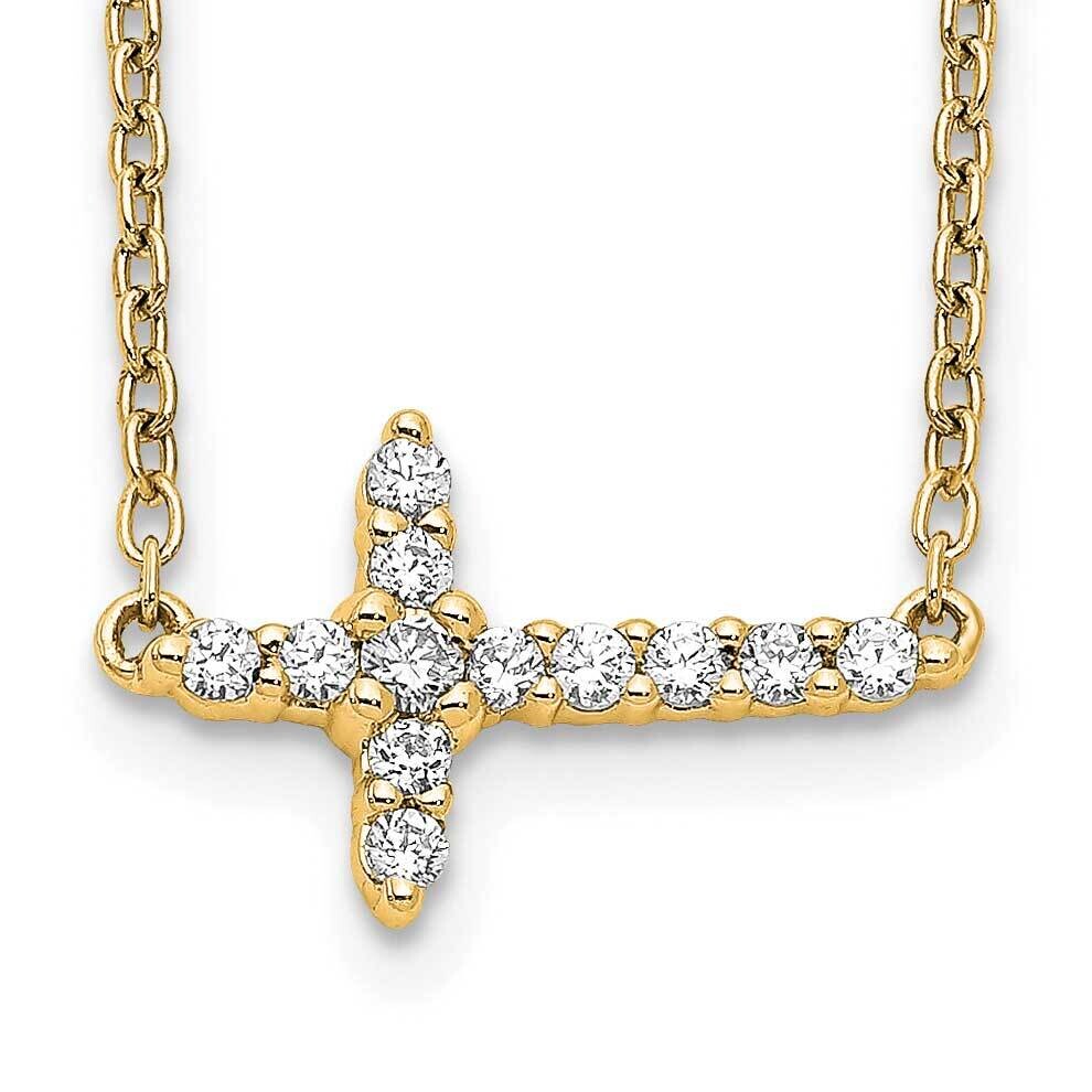 Diamond Sideways Cross 18 Inch Necklace 10k Gold PM4692-016-1YA, MPN: PM4692-016-1YA,