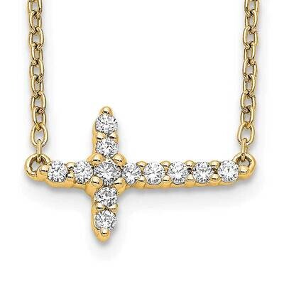 Diamond Sideways Cross 18 Inch Necklace 10k Gold PM4692-016-1YA, MPN: PM4692-016-1YA,