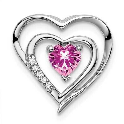 Created Pink Sapphire Diamond Heart Pendant 14k White Gold PM7016-CPS-002-WA, MPN: PM7016-CPS-002-W…