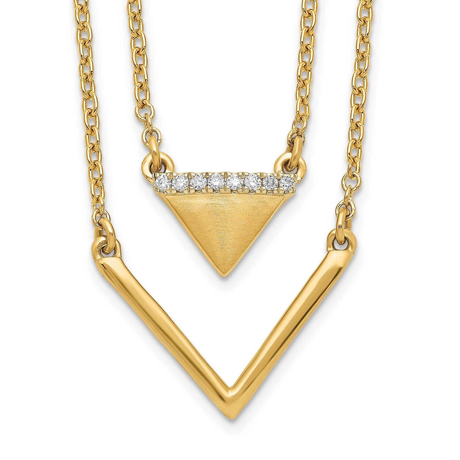 Satin Polished Diamond Double Triangle 2Str18 Inch Necklace 14k Gold PM6864-003-YA, MPN: PM6864-003…