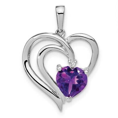Amethyst Diamond Pendant Sterling Silver Rhodium-Plated PM7025-AM-001-SSA, MPN: PM7025-AM-001-SSA,