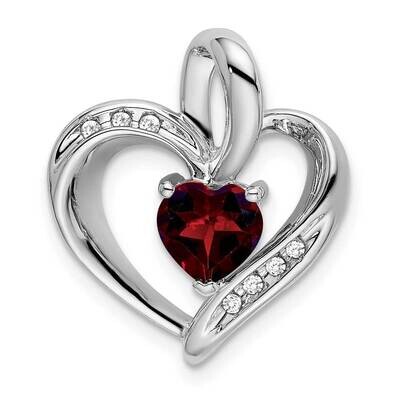 Garnet Diamond Heart Pendant 10k White Gold PM7004-GA-005-1WA, MPN: PM7004-GA-005-1WA,
