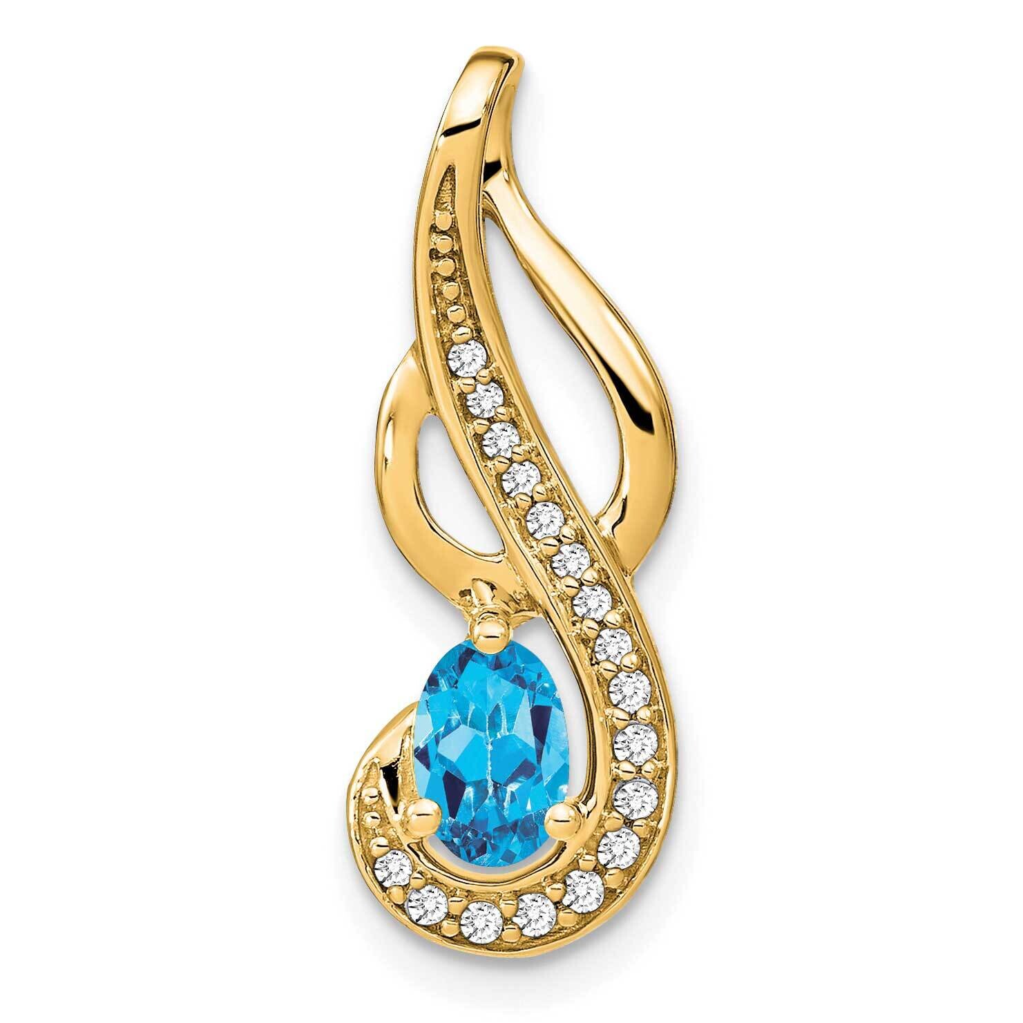 Blue Topaz Diamond Swirl Pendant 14k Gold PM7042-BT-010-YA, MPN: PM7042-BT-010-YA,