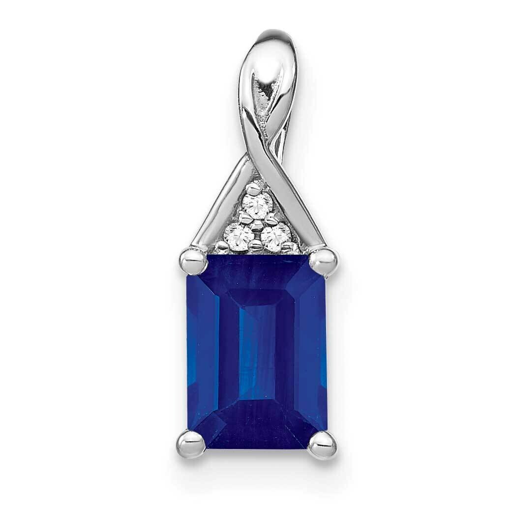 Emerald-Shape Sapphire Diamond Pendant 14k White Gold PM7187-SA-002-WA, MPN: PM7187-SA-002-WA,