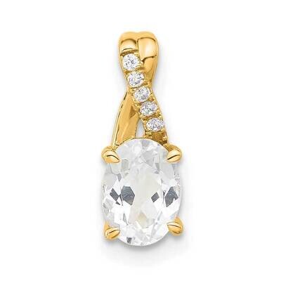 Oval White Topaz Diamond Pendant 14k Gold PM4235-WT-003-4YA, MPN: PM4235-WT-003-4YA,