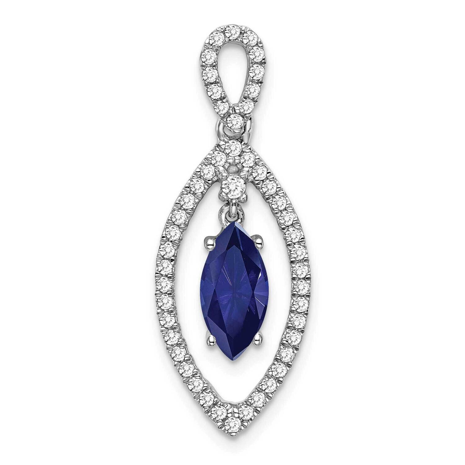 Diamond Created Blue Sapphire Chain Slide 14k White Gold PM7110-CSA-031-WLG, MPN: PM7110-CSA-031-WL…