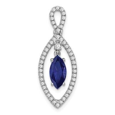 Diamond Created Blue Sapphire Chain Slide 14k White Gold PM7110-CSA-031-WLG, MPN: PM7110-CSA-031-WL…