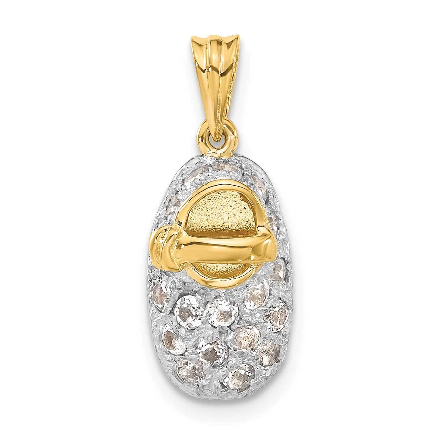 &amp; White Rhodium White Topaz Baby Shoe Charm 14k Gold K549WT, MPN: K549WT,