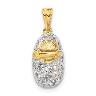 &amp; White Rhodium White Topaz Baby Shoe Charm 14k Gold K549WT, MPN: K549WT,